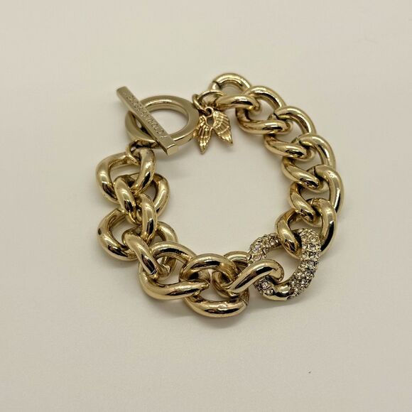 VTG Y2K Victoria’s Secret Pavé Crystal Chunky Chain Bracelet Angel Wing Charm - Picture 8 of 11